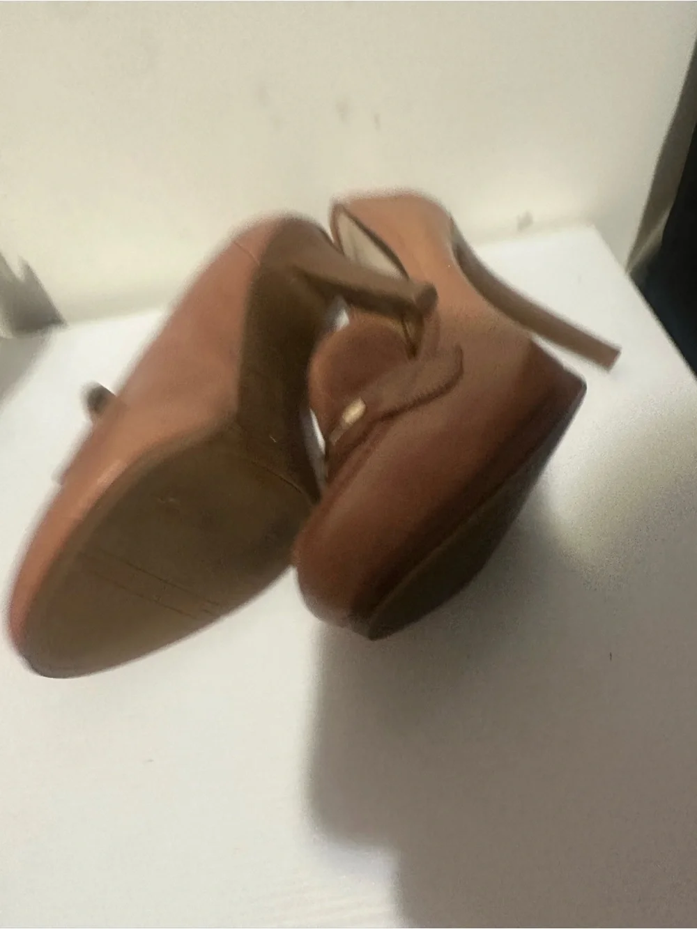 Nine West Tan Leather High Heel Loafers size 11 NWOT - Picture 3 of 6